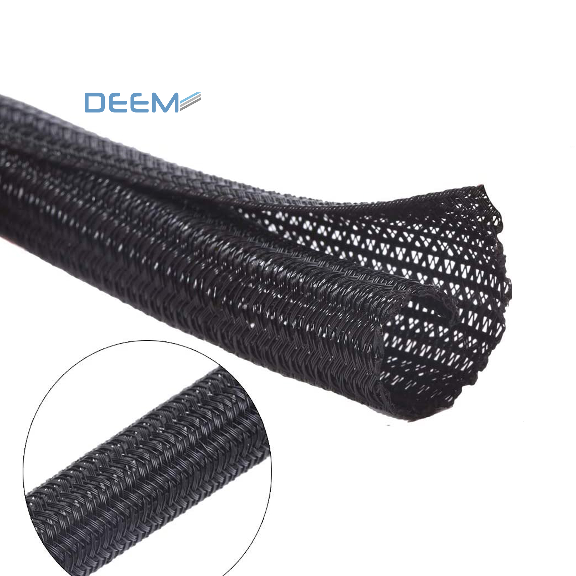 DEEM Cable Wire Harness Braided wrap Sleeve Customized Pet Rohs Color Material great cable organizer