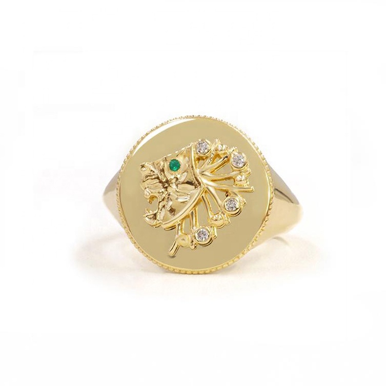 18k Gold Plated 925 Sterling Silver power signet 925 silver ring