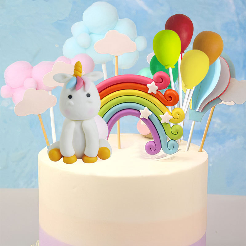 New Rainbow Unicorn Birthday Wedding Cake Topper Cloud Cake Topper Kit Party Decoration Supplies