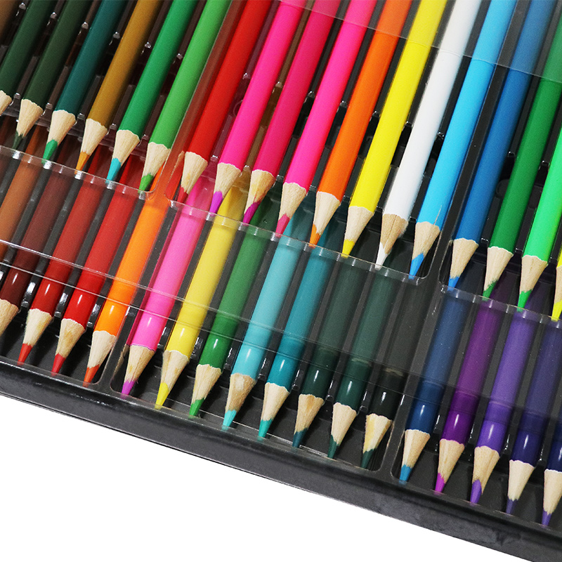 honghu 48 color pencill OEMl logo drawing pencil 48 pcs suit cardboard and pvc packing Wooden School Packaging Office