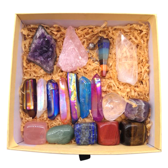 Wholesale 7 Chakra Stones Box Bohemian Meditation Crystals Healing Stones Set