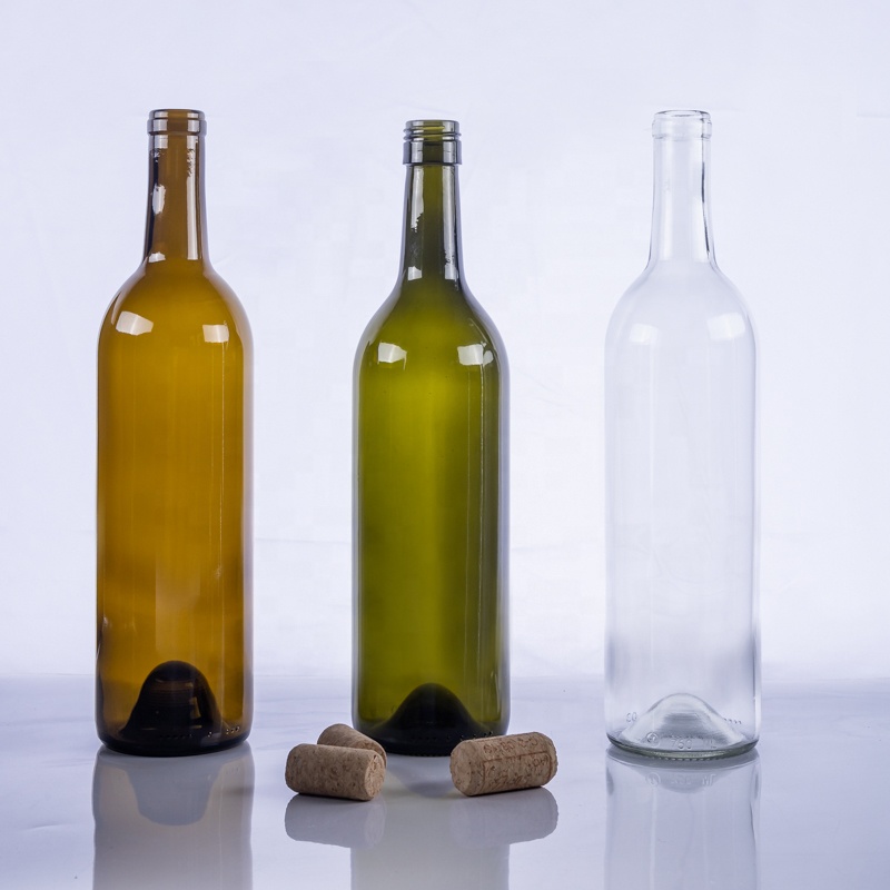 750ml green and brown high end wine bottle glass red wine bottle with lid