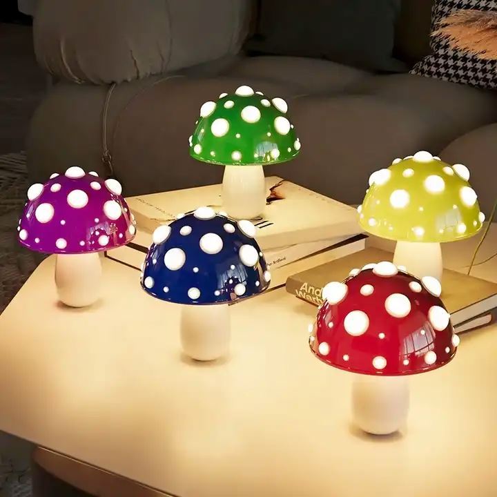 Creative Bedside Bedroom Luxury Cordless Touch Light Colorful Lampshade RechargeableMushroom Lamp