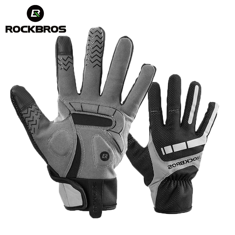 Сенсорный экран ROCKBROS для езды на велосипеде, дорожном велосипеде, для езды на горном велосипеде, для осени и зимы, термостойкая ветрозащитная велосипедная утепленная Спортивная перчатка для гонок