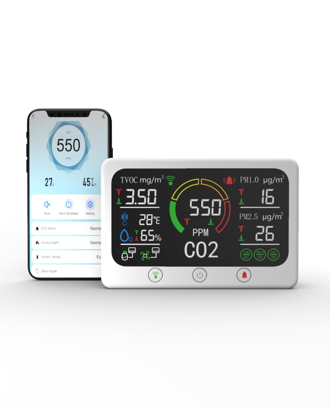 Wifi Tuya smart life rs485 мульти-детектор газа Co2 TVOC PM2.5 PM1.0 PM10 монитор углекислого газа co2
