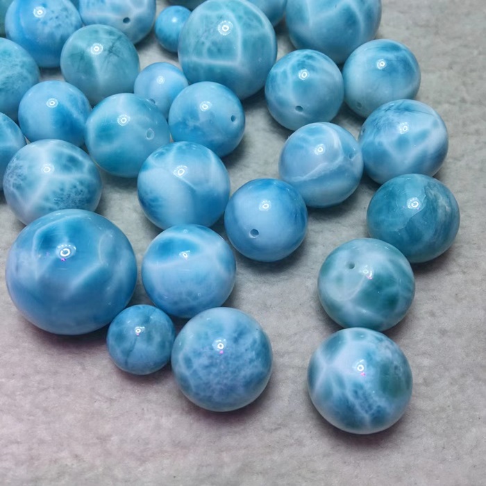 Высшее качество, натуральные одиночные круглые бусины Larimar, небесно-голубые бусины Larimar для рукоделия