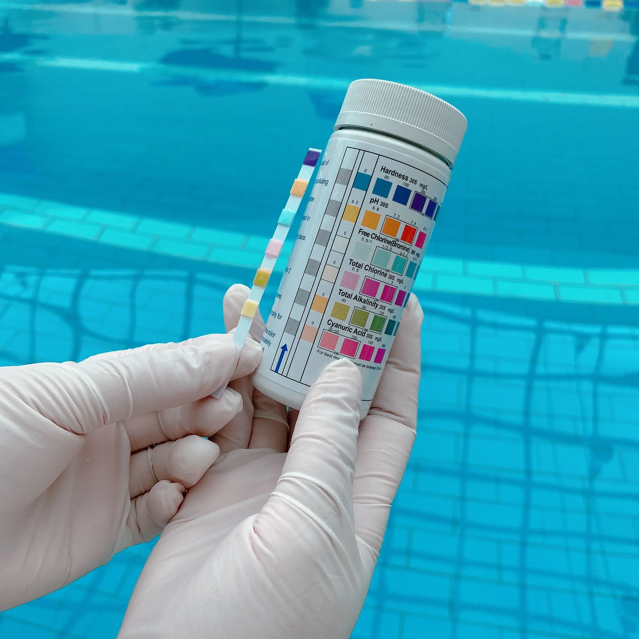 7 в 1, тест-полоски для определения содержания брома в бассейне