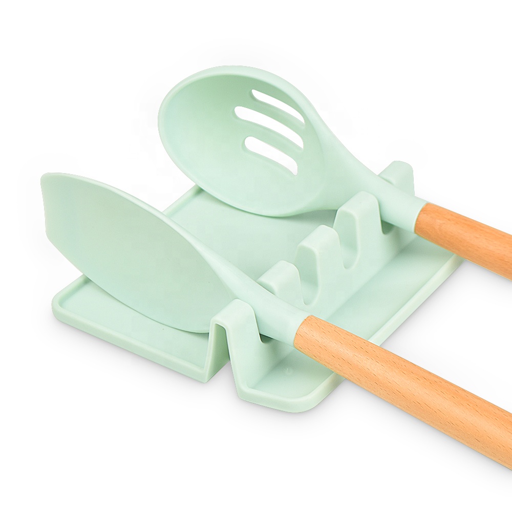 BPA Free Heat Resistant Kitchen Utensil Holder Silicone Ladle Holder spatula rest pad Spoon Rest