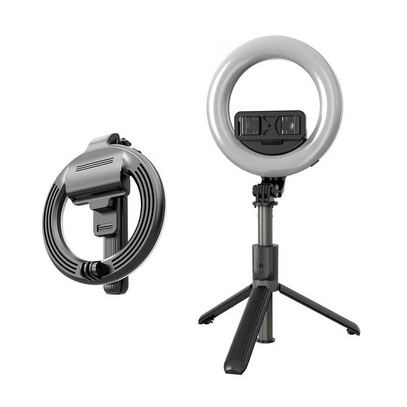 Mobile Phone Selfie Stick Tripod with Adjustable Brightness LED Beauty Ring Fill Light and Remote Control