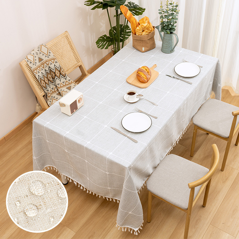 Print Jacquard Cotton Eco Friendly Non Stain Linen Waterproof Rustic Table Cover Decoration for Kitchen Dinning Christmas