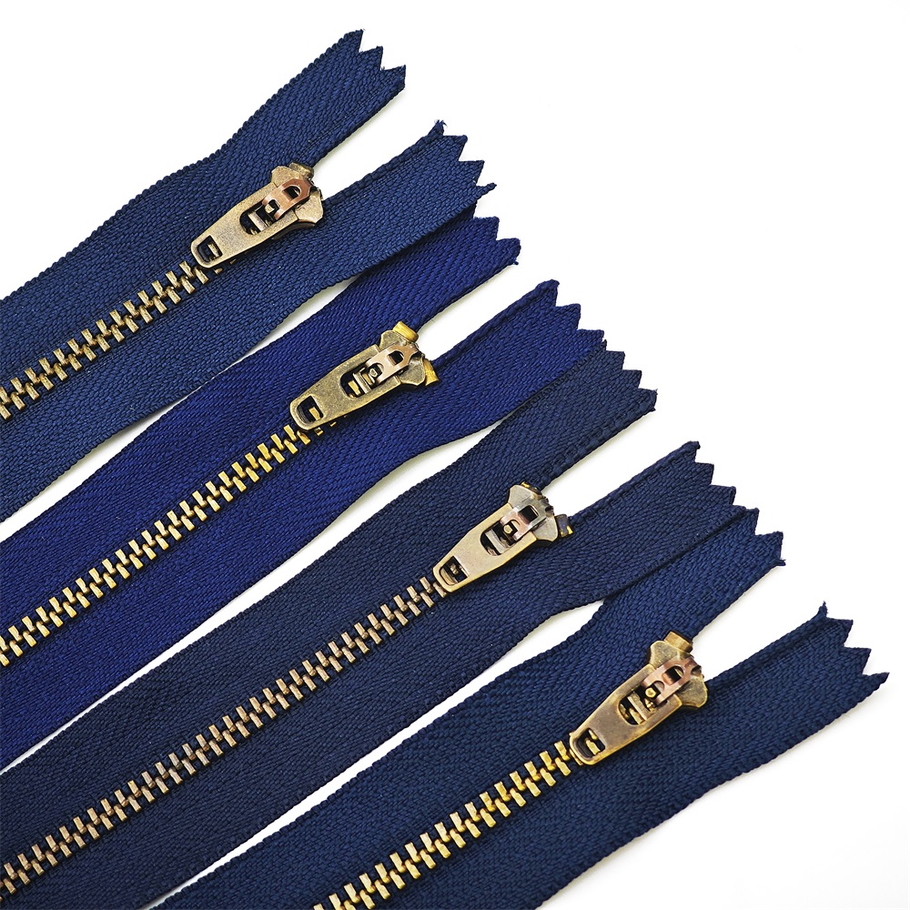Wholesale custom size color 3# 5# 8# 10# short men women denim auto lock back zip jeans metal zipper for jeans