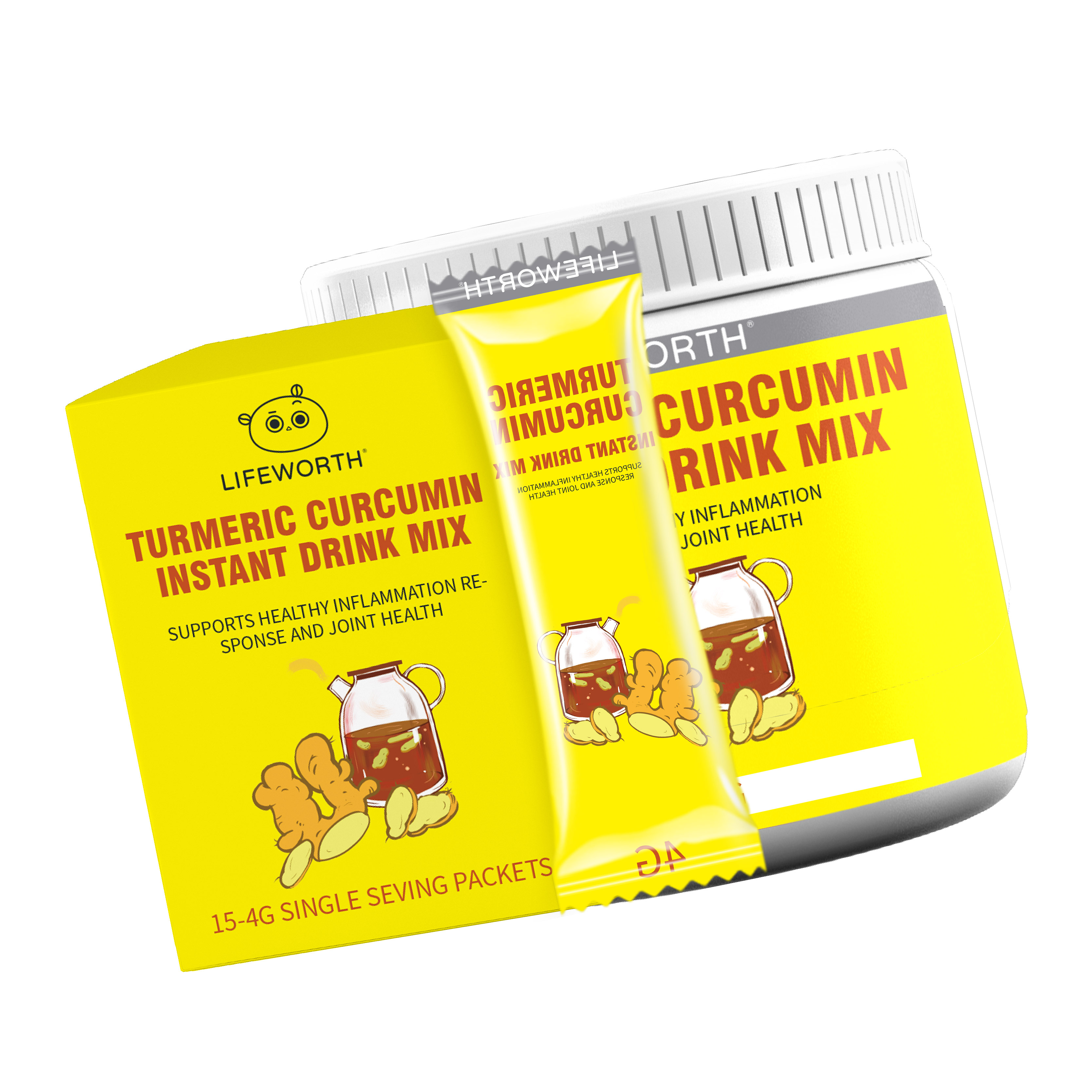 Lifeworth private label factory price curcumin turmeric extract instant drink mix powder turmer