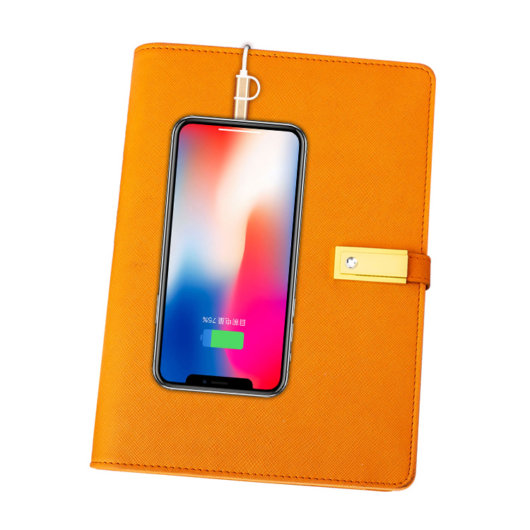 High end promotional Customized Logo PU leather loose-leaf 8000mAh A5 Hardcover 80 Sheets notebook business gift set luxury box