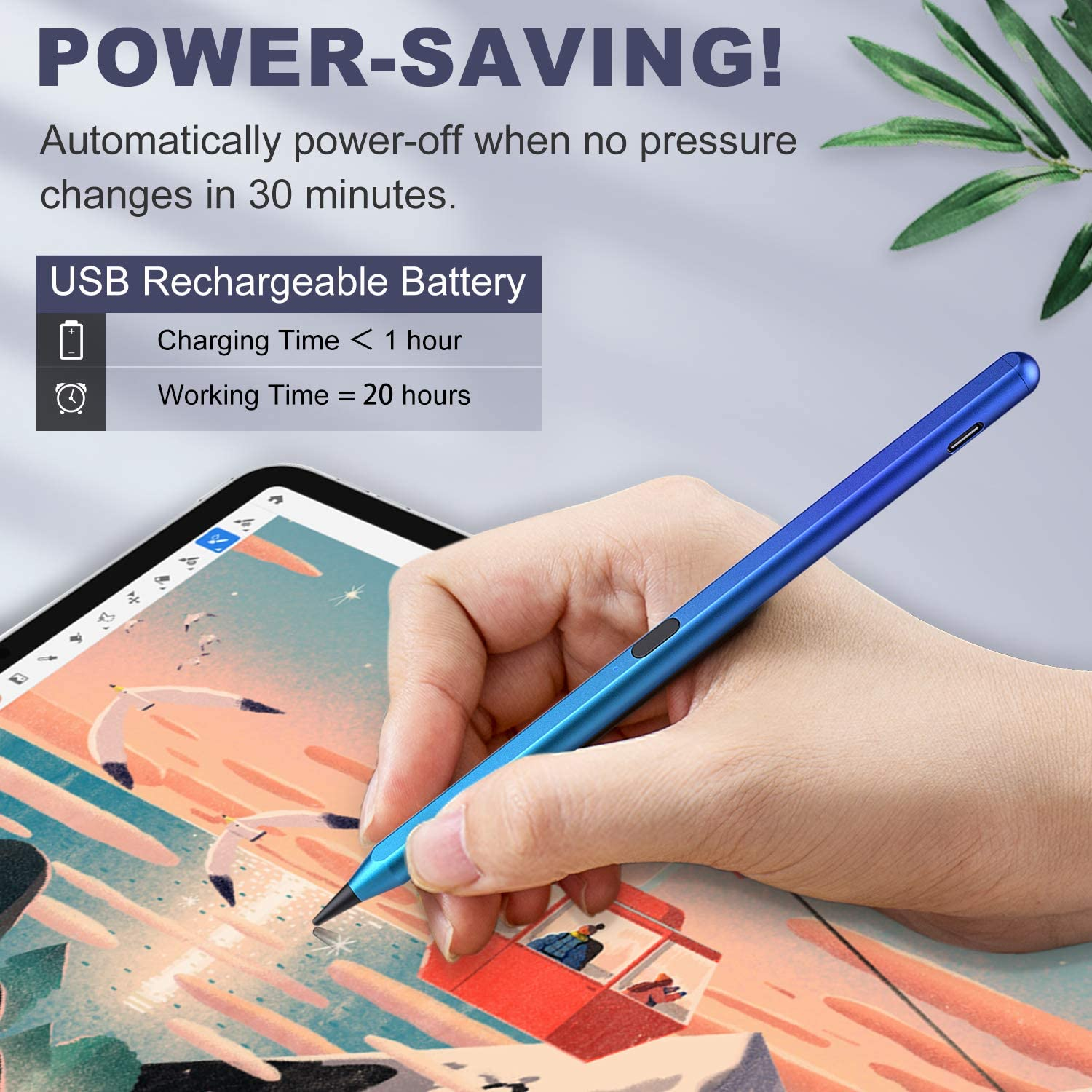 TiMOVO Stylus Pencil for iPad with Palm Rejection,Gradient Blue