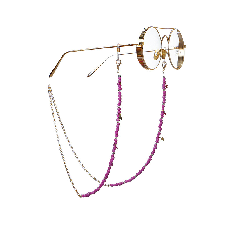 New Arrival purple beads metal women sunglasses chains acrylic chain link sunglasses for facemask