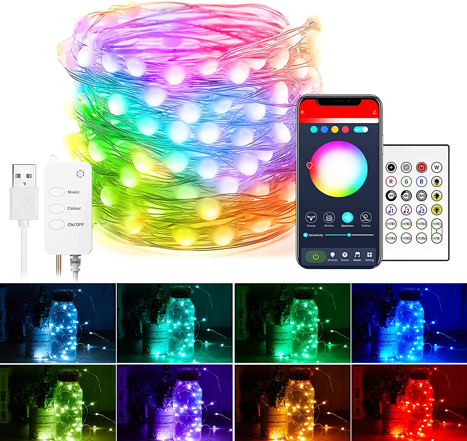 10M 20M 5V USB SK6812 LED String Christmas Lights For Bedroom WS2812B RGB Led Pixel Light Full Color Addressable Individually