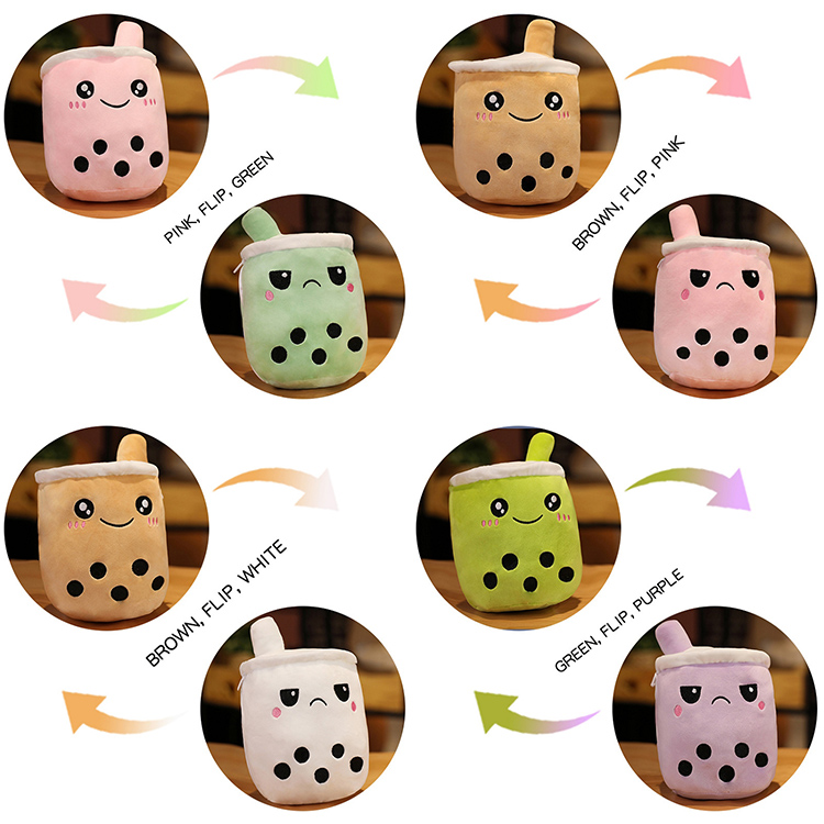 M1264 15cm Milk Tea Flip Stuffed Plushie Plush Toy Reversible Boba