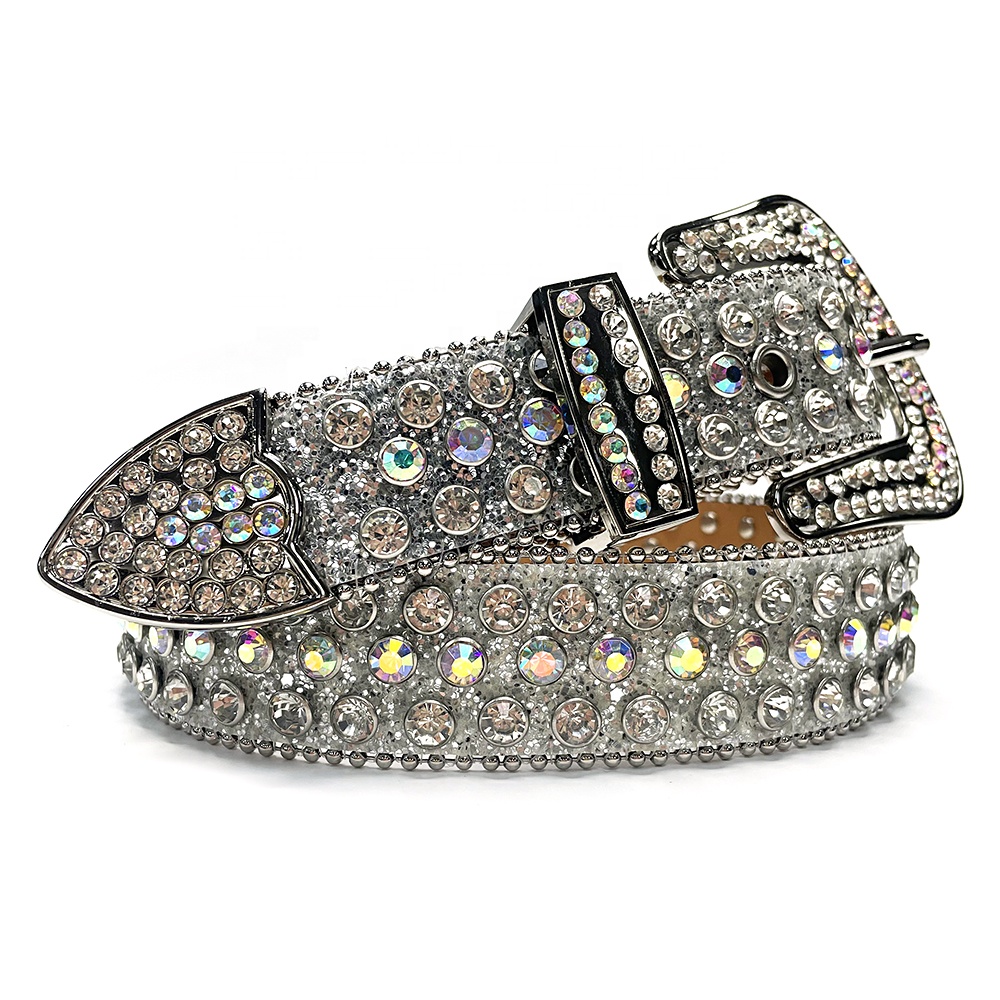 Hot Sale Cowgirl Western Bling Bling Rhinestone Bridal Belt Women AB Crystal Studded Leather Belt For Wedding Cinto De Strass