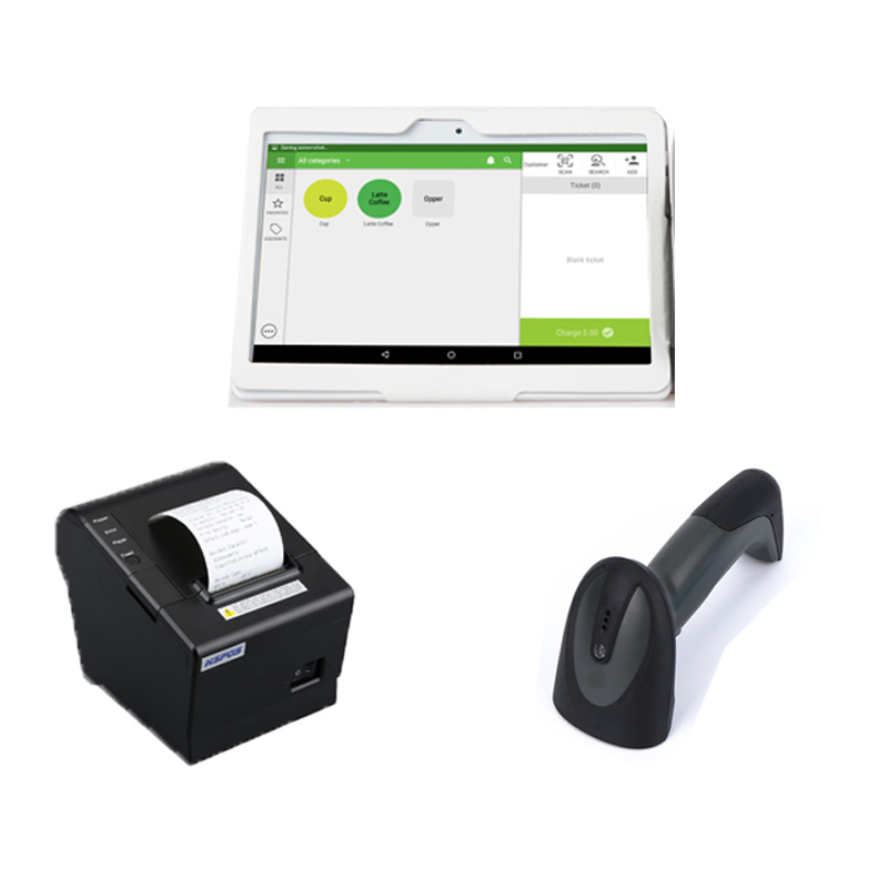 10 дюймов android pos планшетный ПК розничная продажа кассовый аппарат Ресторан сенсорный экран с принтером сканер HS-B07