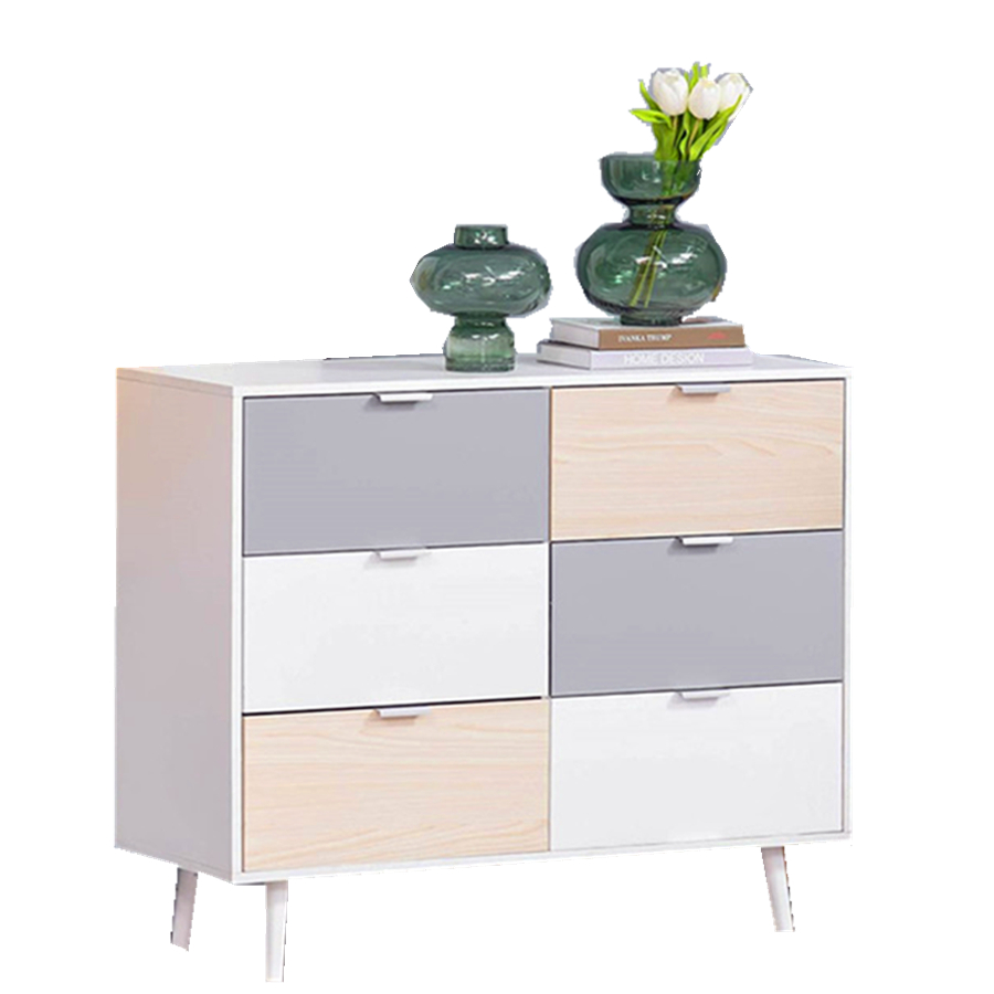 Chipboard double trundle bed vintage white 3 drawers gray retail chest of drawer