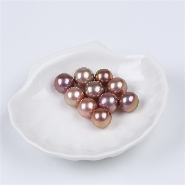 12-13mm Freshwater Real Pearls purple color round shape loose pearl beads