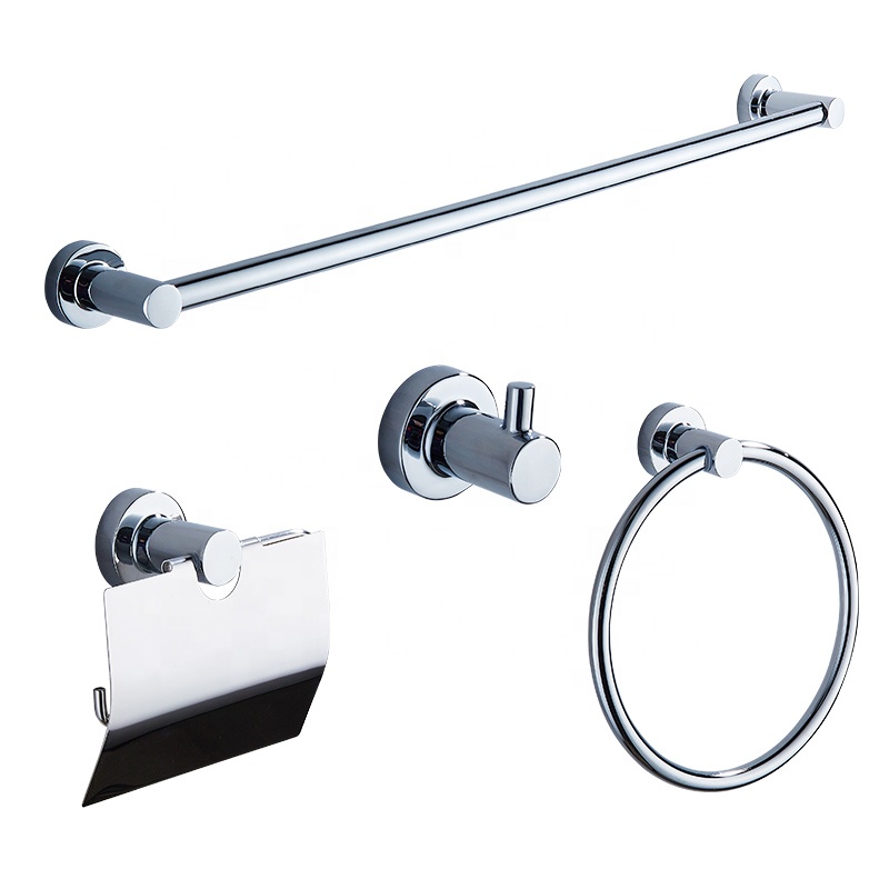 Wall mount chrome zinc alloy 4-piece towel bar rack set washroom hardware bathroom accessories set black