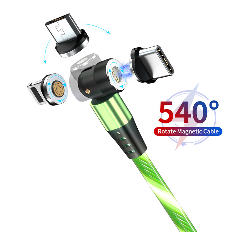 Бегущая подсветка QC Быстрая зарядка 540 LED ladekabel 3 в 1 Usb магнитное зарядное устройство для iPhone 12 Магнитный USB-кабель для передачи данных