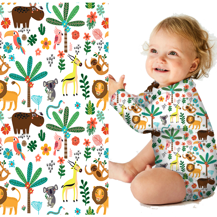 digital printed cotton jersey children's clothing cartoon jersey cotton fabric