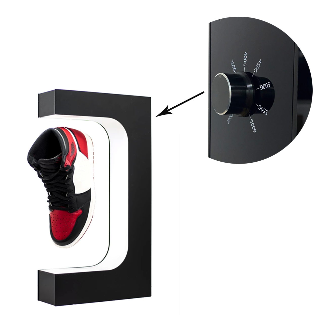Original Factory Diy acrylic rotating magnetic levitation shelves machine holder Knob floating sneaker levitating shoe display