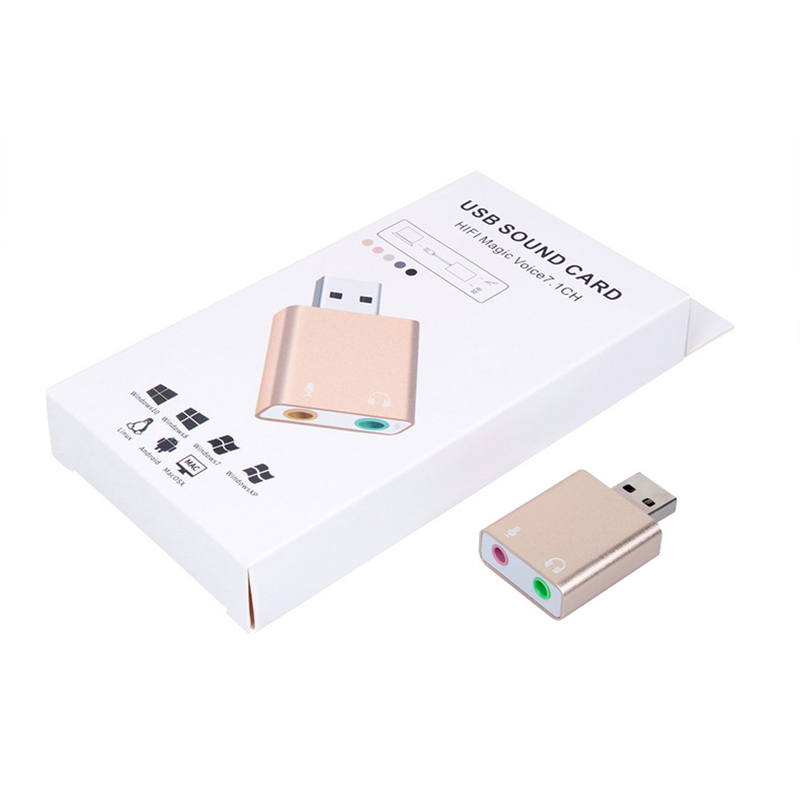Factory Price OEM Premium External Aluminum Alloy USB Interface Sound Card 7.1 Channel Audio Interface Plug and Play Sound Card
