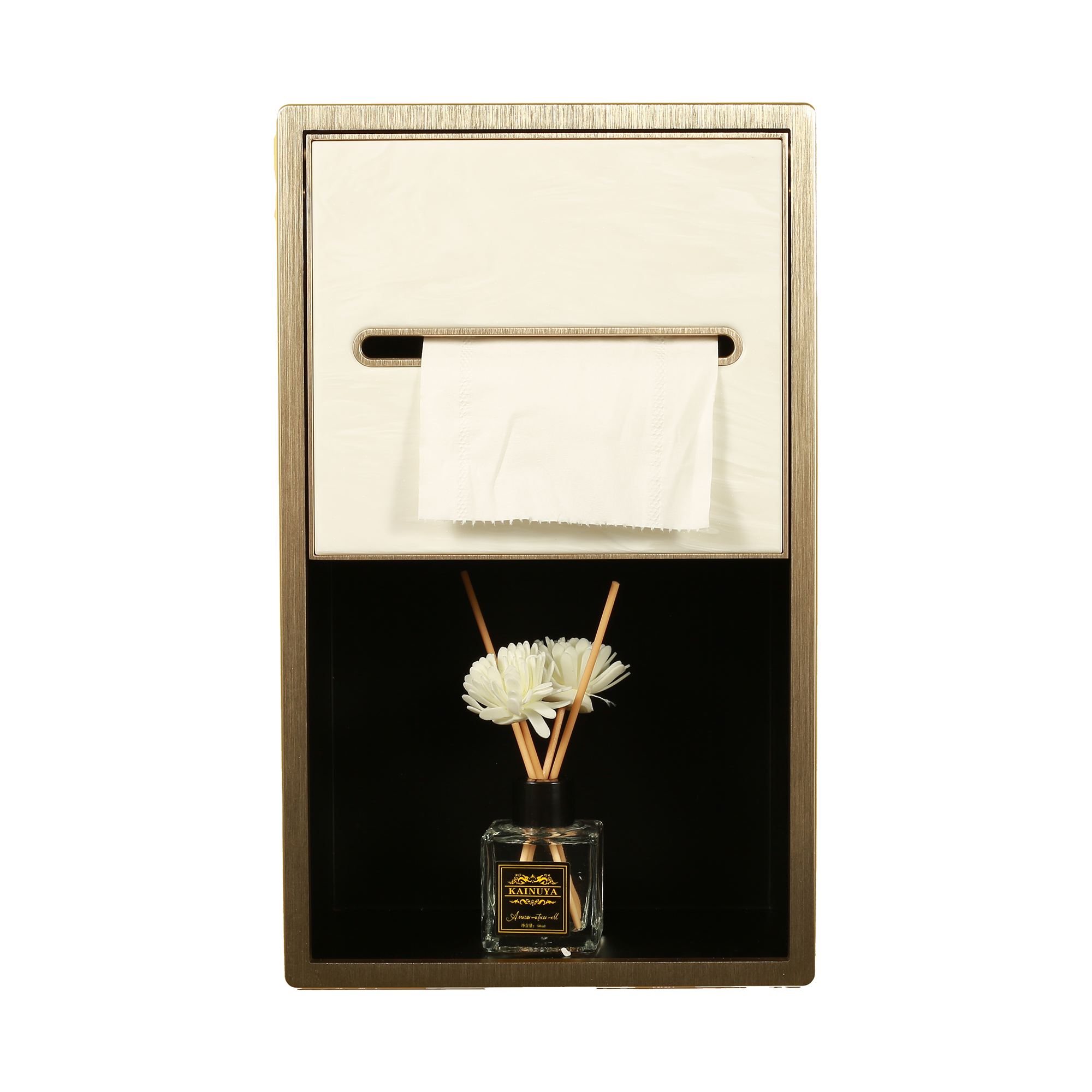 Modern Dupont Stone Recessed wall mounted Tissue Box Holder Cover Toilet Paper Towel Dispenser 304 Stainless Steel Niche