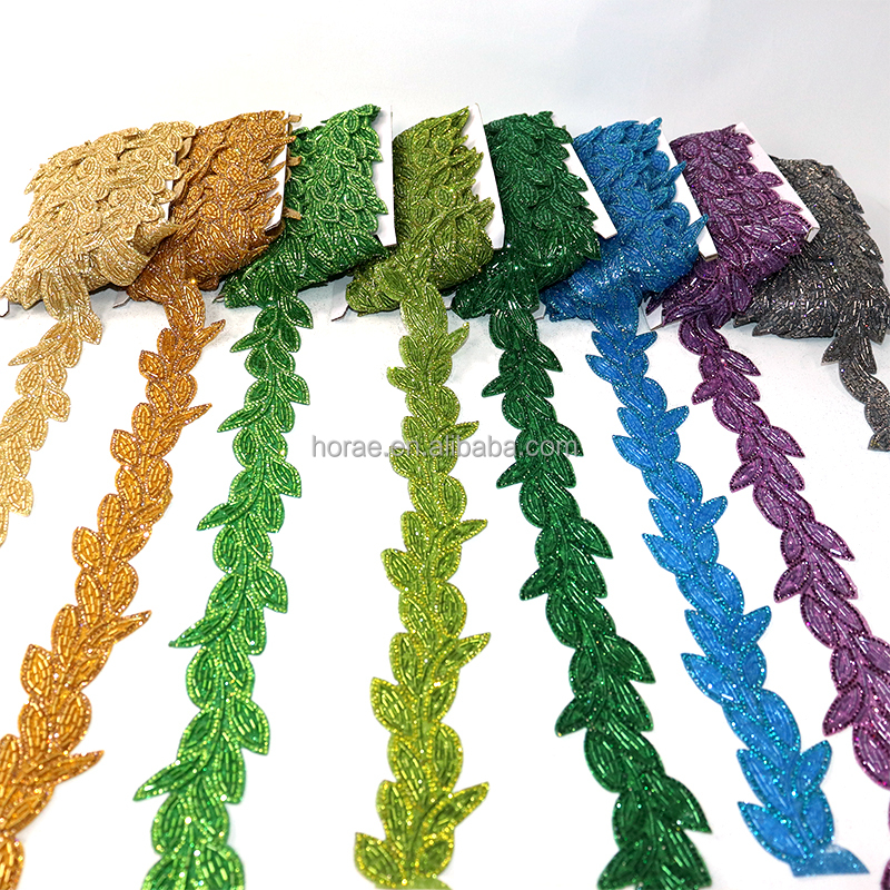 Iron Leaf-Shaped Tube Beads with Hot Drilling and Rhinestone Embellishment