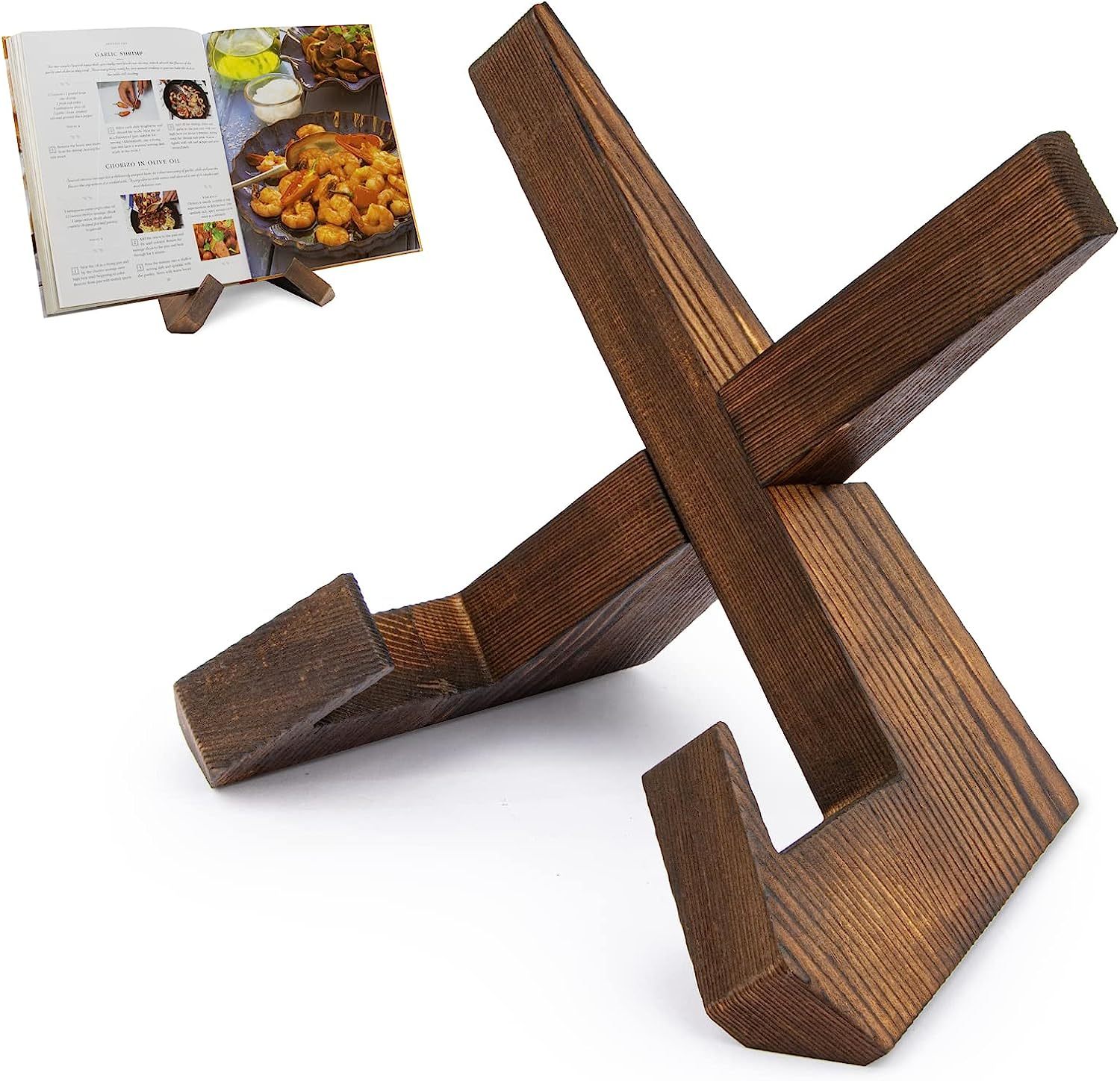 Cook book Stand for Kitchen, Recipe Book Holder for Kitchen Counter, Wooden Cook book Holder