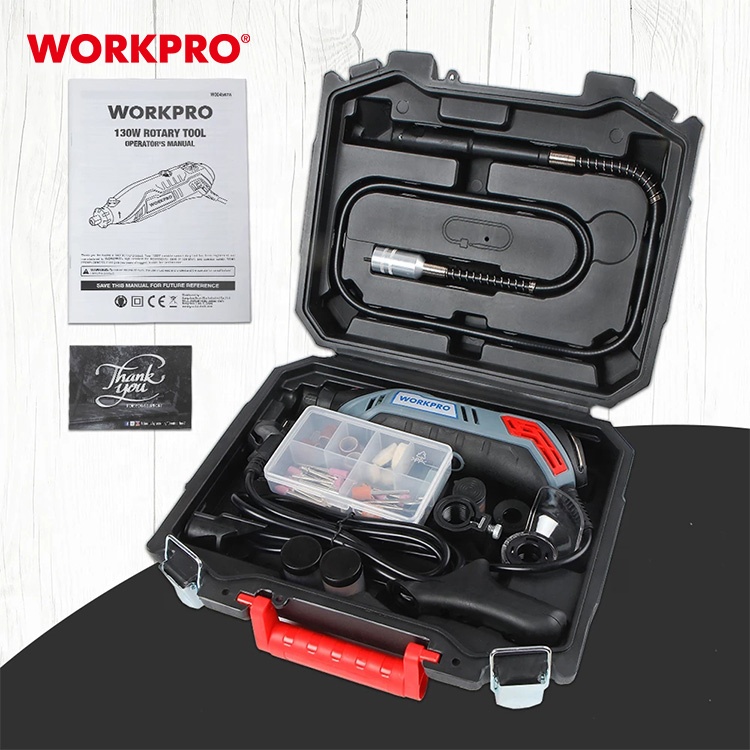 WORKPRO W004567 130 Вт Набор инструментов с переменной скоростью вращения, гравер, электрическая мини-дрель, шлифовальный станок включает 182 шт. аксессуаров