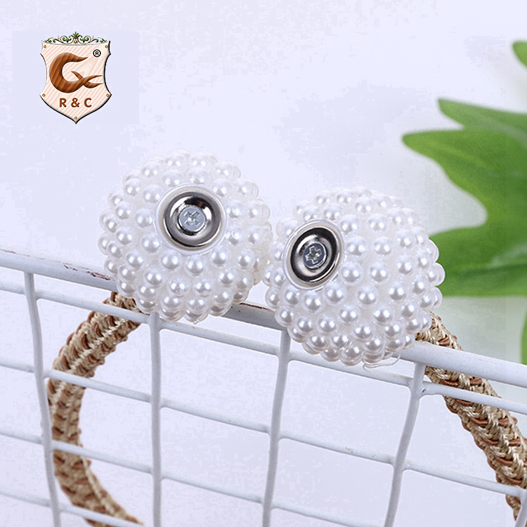R C 2021 Pearl Decorative Curtain Holdback  Supplier Crystal Beads Pearl Magnetic Modern Wholesale Curtain Tiebacks /