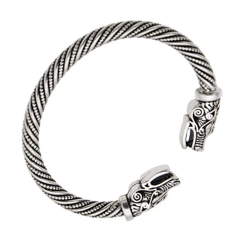 Vintage Silver Color Teen Wolf Bangles Indian Jewelry Viking Bracelet Men Wristband Cuff Bracelets For Women Fashion Accessories
