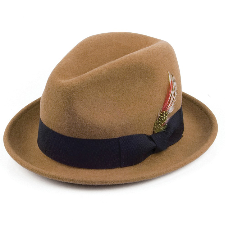 Wholesale Crushable Short Brim 100%Wool Trilby Hat Mens Fedora hat