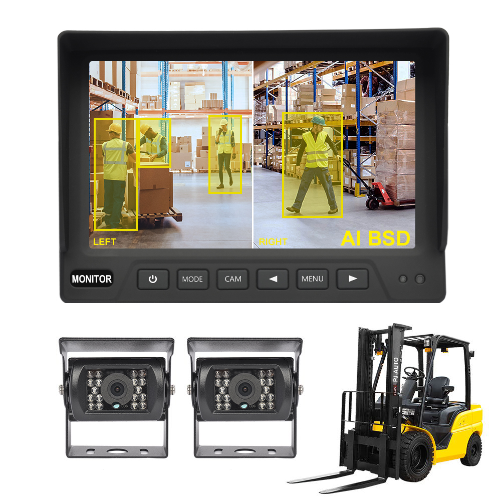 PJAUTO AI Truck Blind Spot Monitor System Forklift AI Monitor Touch Screen Rear View Monitor