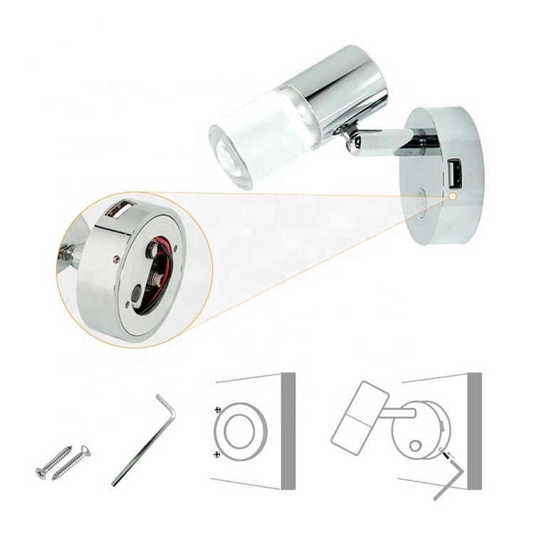 Marine Led Reading Light Lamp Touch Rv 3W Van Led Interior Lights Touch Dimmer Switch Small Led Acrylic Night Light