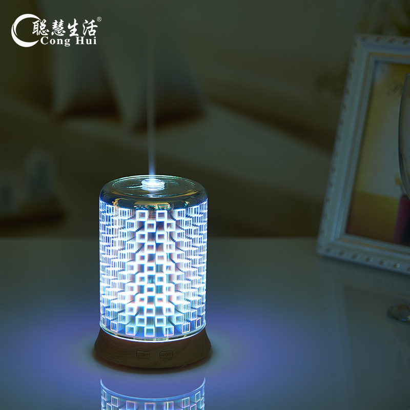 3D glass humidifier flash diffusers aroma 360 diffuser flame aroma diffuser