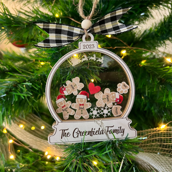Personalized Gingerbread With Hat Family Christmas Ornament, Custom Family Ornament 2024 Cookie Ornament Gift for Christmas