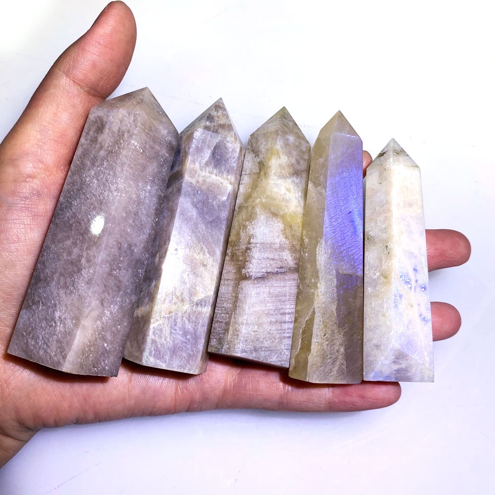 Hot Sale Natural Crystal Towers Healing Wands Blue Moonstone Points
