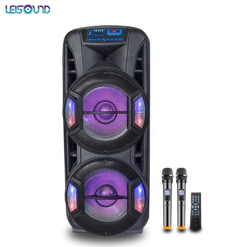 LEISOUND 2020 Новый dj акустическая система 15 дюймов dj тележка динамик с 2 караоке беспроводной микрофон