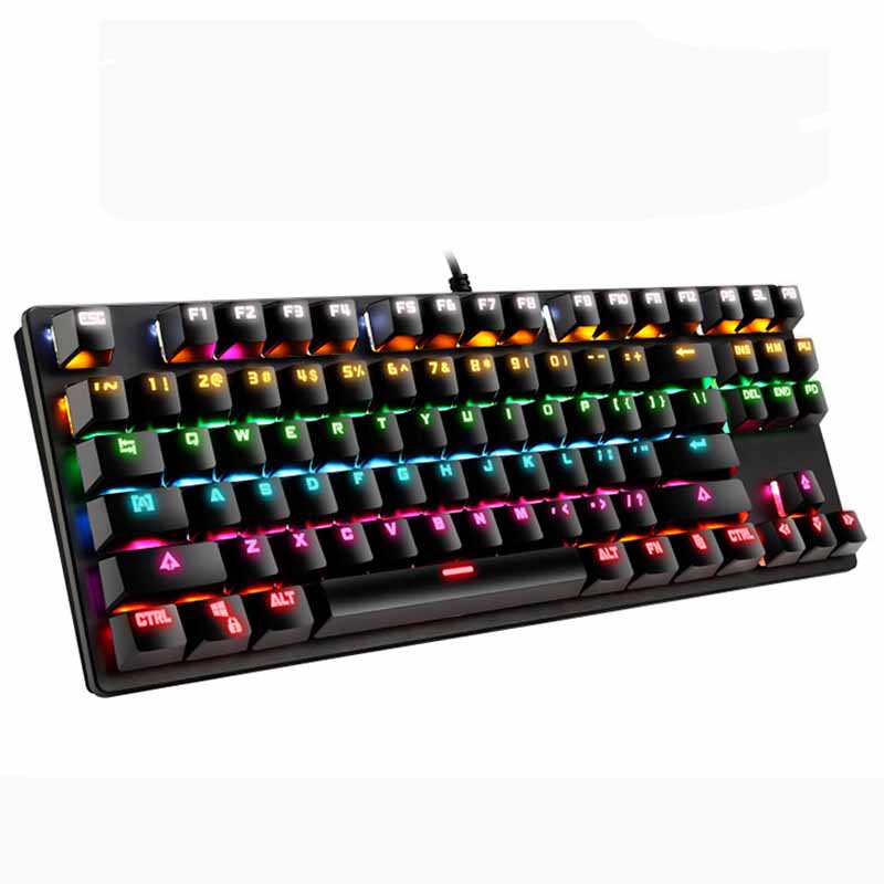 Новейшая компьютерная клавиатура с цветной светодиодной подсветкой 87 клавиш RGB игровая механическая клавиатура