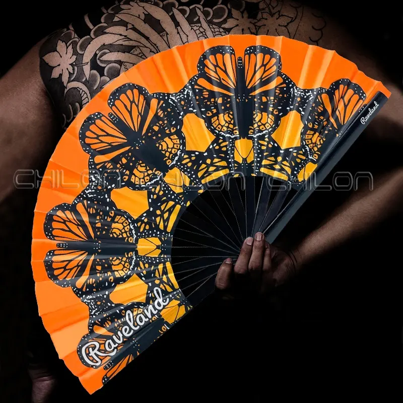 Promotional Fan Promotional Rave Fan Bamboo Fabric Hand Held Folding Fans Kung Fu Hand Fan