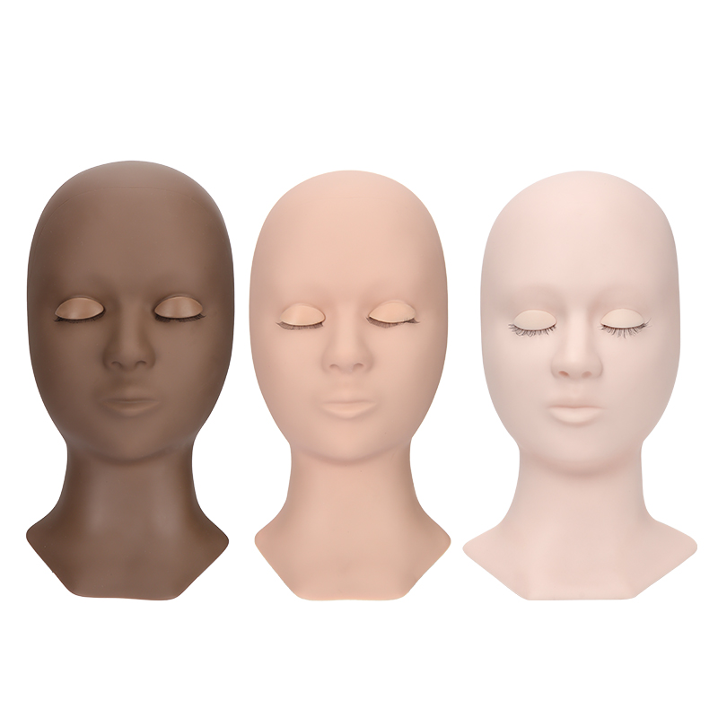 Manufacturer Price 3 Color Training Natural Eyelashes Removable Eyelid mannequin head with real lashes