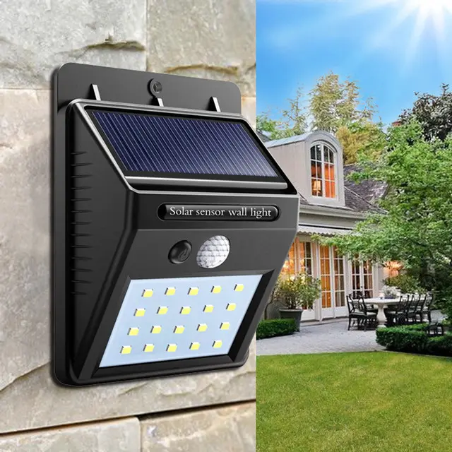 IP65 Outdoor Garden Emergency Night Light 104LEDs 100LEDs 20LEDs Solar Powered Wall Lamp PIR Motion Sensor LED Solar Wall Light