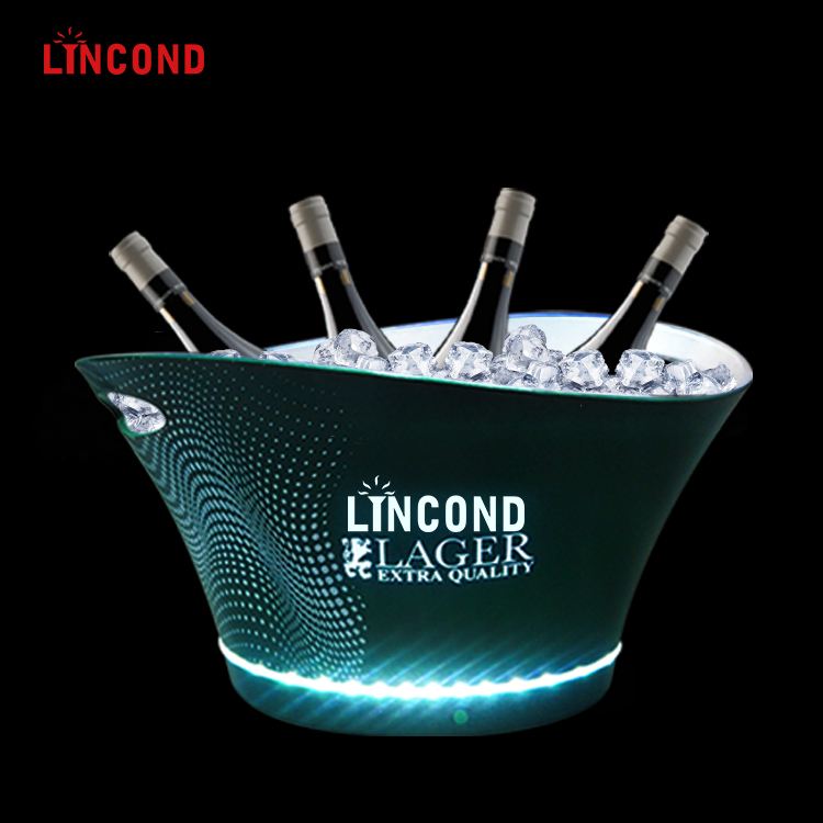2020 Lincond завод новый оригинальный дизайн индивидуальный логотип Высокое качество Шампанское водка вино Большой акриловый светодиодный ведро для льда