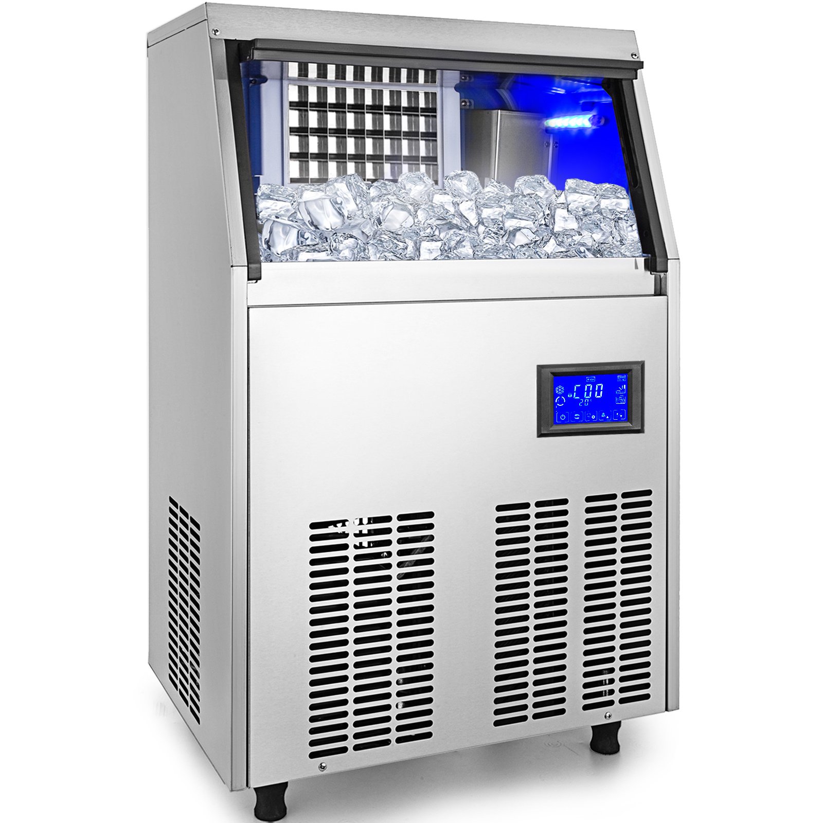155lbs Commercial Ice Maker Ice Cube Making Machine 70kg Automatic 28lbs Storage