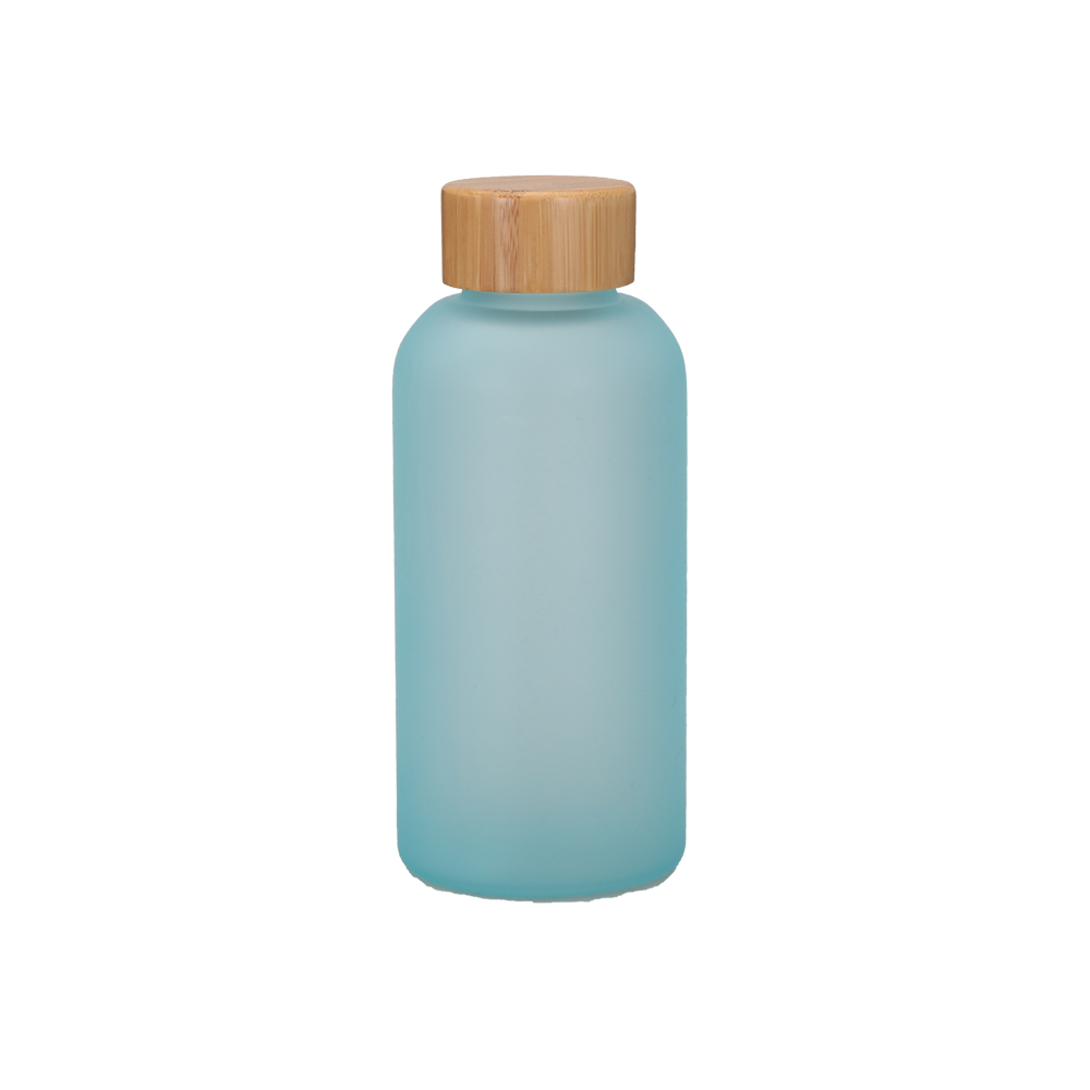 Glass Water Bottle Silicone Coated 500 ml with bamboo lid Mint Green